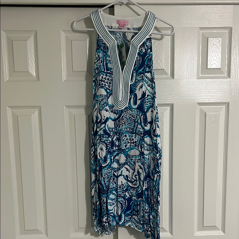 Lilly Pulitzer NWT Size M Achelle Dress Blue and White Sleeveless Dress
